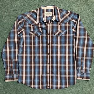 Cody James Men's Western Plaid Shirt - Blue and Brown
